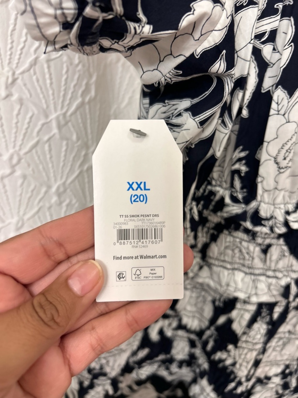 Plus Size Navy and White Floral Midi Dress - Picture 6 of 7
